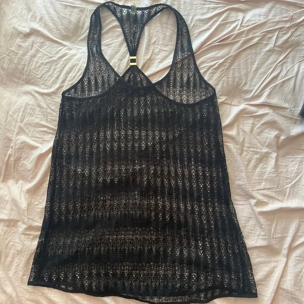 Victoria's Secret | Black Fishnet Racerback Swim Cover Top | M | 2010s